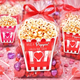 Yasmart Life Valentine's Day Stickers 24PCS Happy Valentines Day Funny Valentine Gifts Popcorn Sticker for Classroom Valentines Day Labels for School Exchange Party Favors Supplies