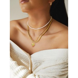 Bestyle Gold Chain Infinite Heart Birthstone Necklace Pendants August Peridot Necklace, Dainty Love Statement Gold Heart Necklace for Women, Birthday/Valentines for Women