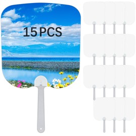 15 Pcs Church Fans Handheld Set,Sublimation Fans Blank Double-Sided Sublimation Paddle Fan Blanks ，DIY Hand Fans for Church Parties and Wedding Fans for Guests