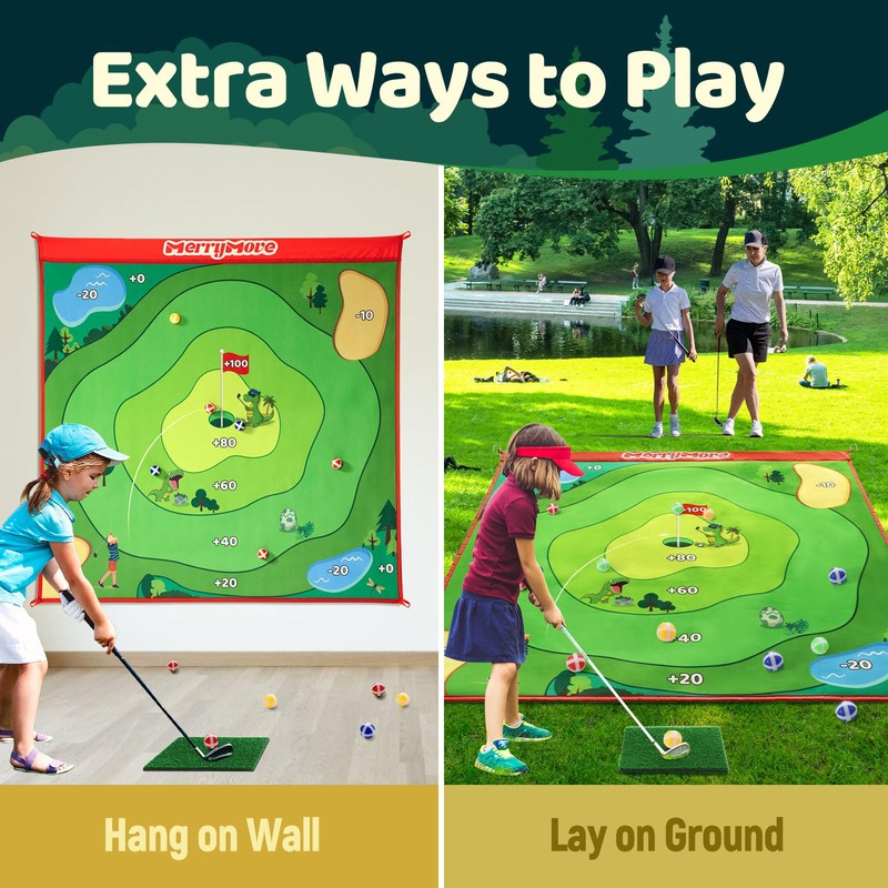 Golf Chipping Game Set : Portable 6-Angle Adjustable Practice Mat