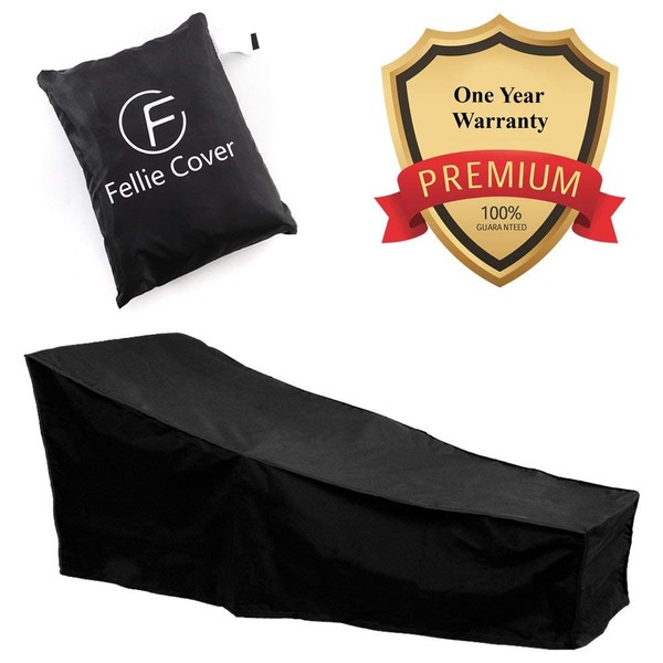 F Fellie Cover Chaise Lounge Cover, 82" Lounge Chair Covers Waterproof Outdoor, Breathable Polyester Durable Fading Resistant Chaise Cover, 82L x 30W x 31H Inch, 1 Pack, Black