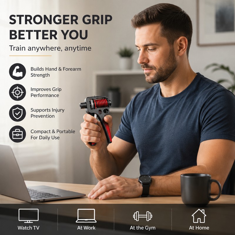Adjustable Hand Grip Strengthener for Forearm Training – 5–165kg Steel