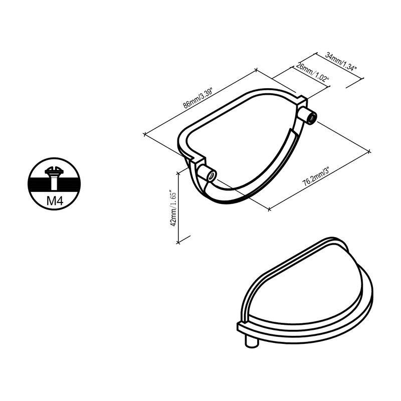 HARMAC HOUSE Chrome Cabinet Cup Handles 10 Pack Chrome Shell