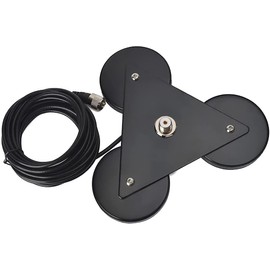 HYS Heavy Duty Mobile Car/Truck SO-239 8.8inch Triangle Magnet Mount Base W/5M(16.4ft) RG58 Coaxial Cable PL-259 Plug