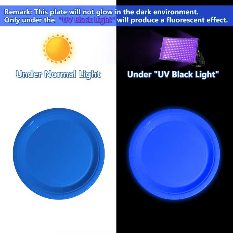 Glow in the Dark Neon Birthday Plates, 50 Pcs 9