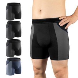 Incontinence Underwear for Men Washable 4 Pack Mens Incontinence Underwear for Bladder Leak Protection 80ML Reusable Leak Proof Underwear for Men, Medium
