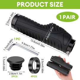 2PCS Bike Grips, Bicycle Handlebar Grips Anti-Slip Rubber Double Aluminum Clamp Lock On 136MM Length Covers 2PCS Bicycle Handlebars and a Allen Wrench Come With for MTB BMX Mountain Bike Black