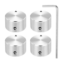 MECCANIXITY 4 Pcs Aluminium Potentiometer Knobs, 1/4" (6mm) Universal Volume Tone Control Knobs for Guitar, Bass, Grid 5/8" Silver