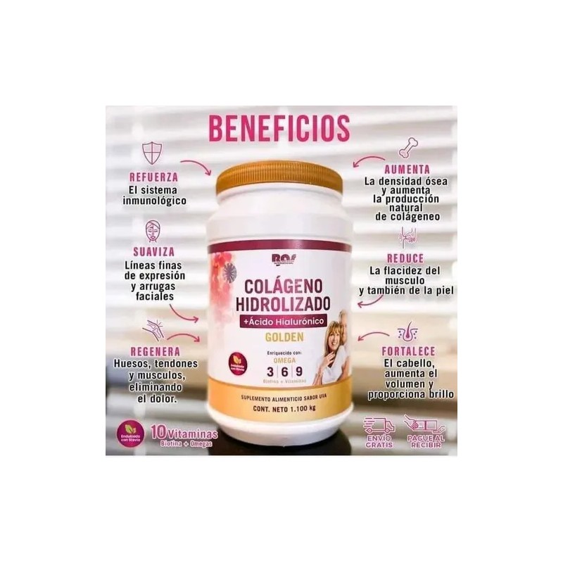 3 Colágenos Hidrolizado Ácido Hialurónico 1.1 Kg(uva)