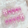 Pink Princess Cheek Handmade Nail Tips - Water Drop /