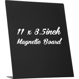 Fainne 1 Pcs 11 x 8.7 Inch Magnetic Bulletin Board with Easel Stand Magnetic Metal Board Mini Black Magnet Display Board Tabletop Memo Board for Display Menu Table Home School Kitchen Office Supplies