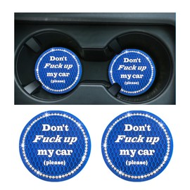 Sylvil 2 PCS Bling Car Cup Coaster, 2.75 Inch Anti-Slip Cup Holder Insert Coasters, Crystal Rhinestone Auto Drink Car Cup Mat for Women Girls, Universal Interior Car Accessories (Dark Blue)