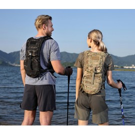 MARCHWAY Tactical Molle Hydration Pack Backpack with 3L TPU Water Bladder, Military Daypack for Cycling, Hiking, Running, Climbing, Hunting, Biking (Black Camo)