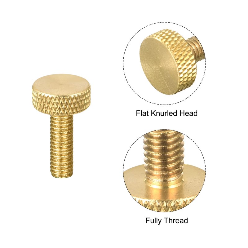 sourcing map Pack of 5 Brass Knurled Screws M5 x