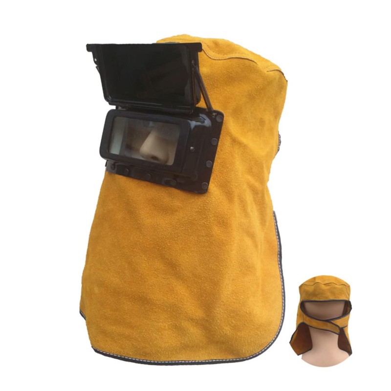 KONTONTY Solar Auto Darkening Welding Hood Professional Cowhide Leather Mask