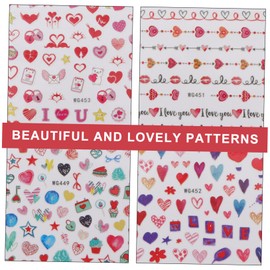 Mikinona 12 Sheets Valentine's Day Nail Art Stickers Romantic Heart Designs for Stylish Manicure Easy to Apply Nail Decorations for Women Present for Friends and Family