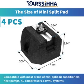 Yarssihha 4pcs Mini Split Rubber Base Pad for 9000-60000 BTU Ductless Air Conditioner Heat Pump, Heavy Duty Anti-Vibration Mini Split Mounting Pad, Floor Mount Base Kit