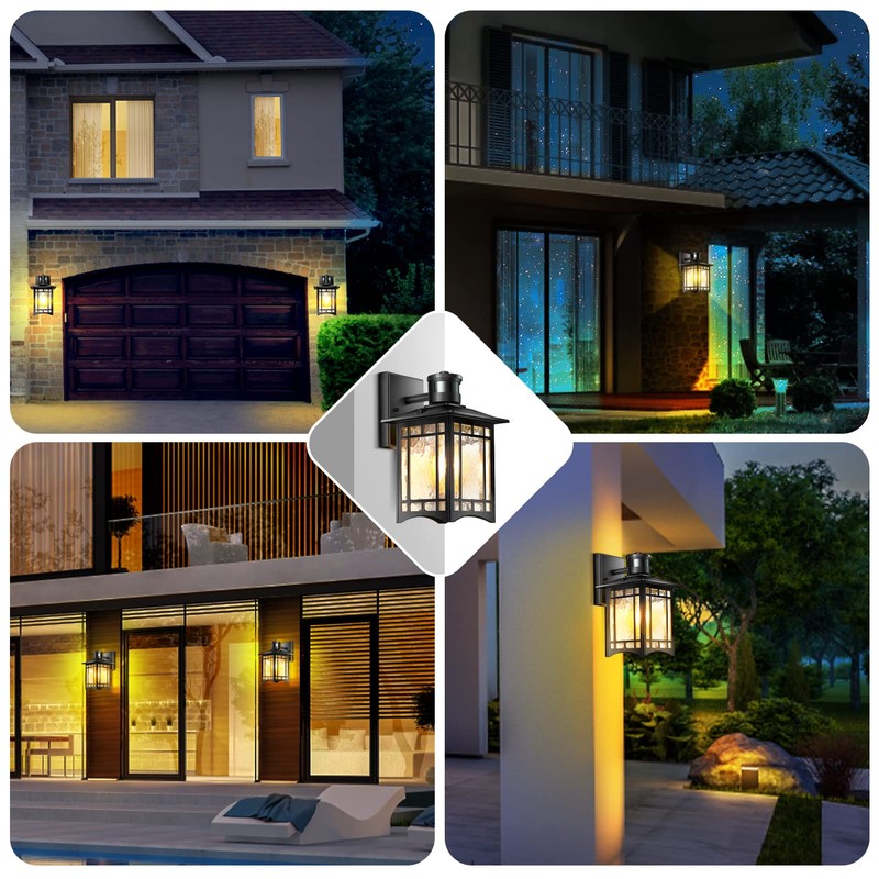 Motion Sensor Outdoor Lights, Dusk to Dawn Light Fixture, Black