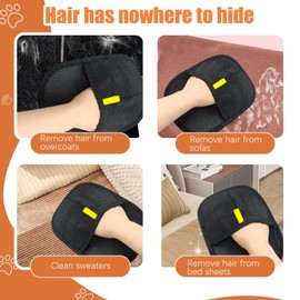 SUNNIFLY 2 Stück Tierhaarentferner Handschuh, Wiederverwendbare Fellmagnet Handschuh für Hunde & Katzen, Antistatische Funktion, für die Reinigung und Pflege von Tierhaaren