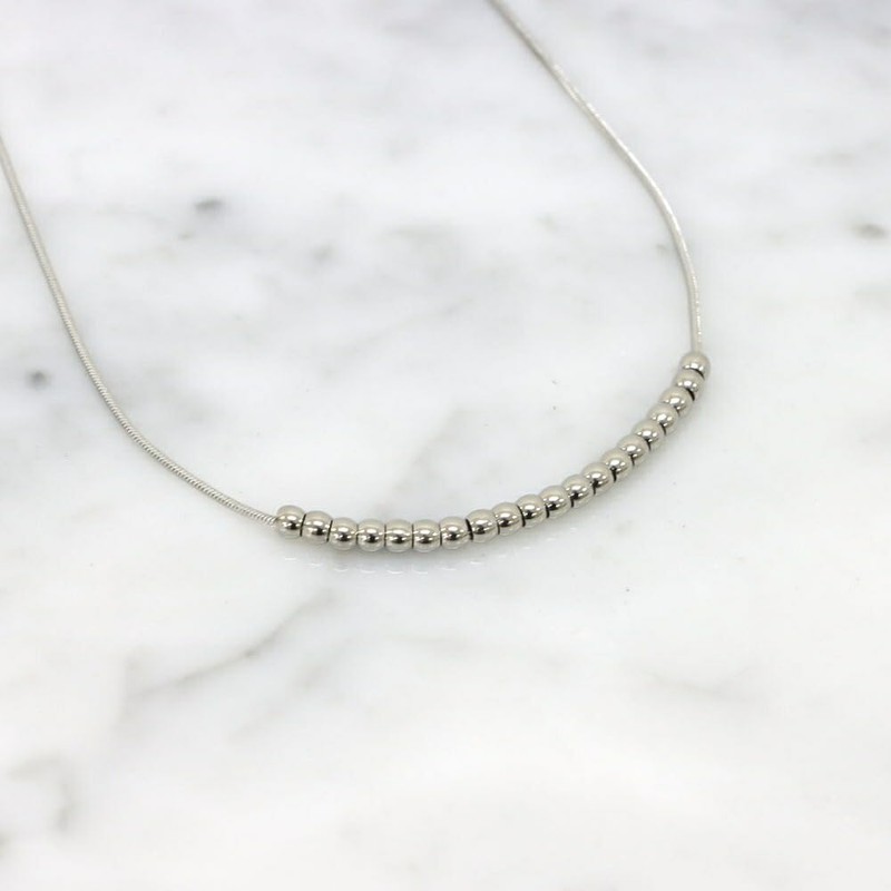 Mico.lor Stainless Steel Chain (7) Ball, Silver, Women's, Surgical Stainless