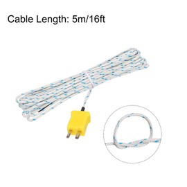 MECCANIXITY 5pcs K Type Thermocouple Mini Connector Temperature Sensor Probes Fiberglass 16ft -50 to 400°C(-58 to 752°F)