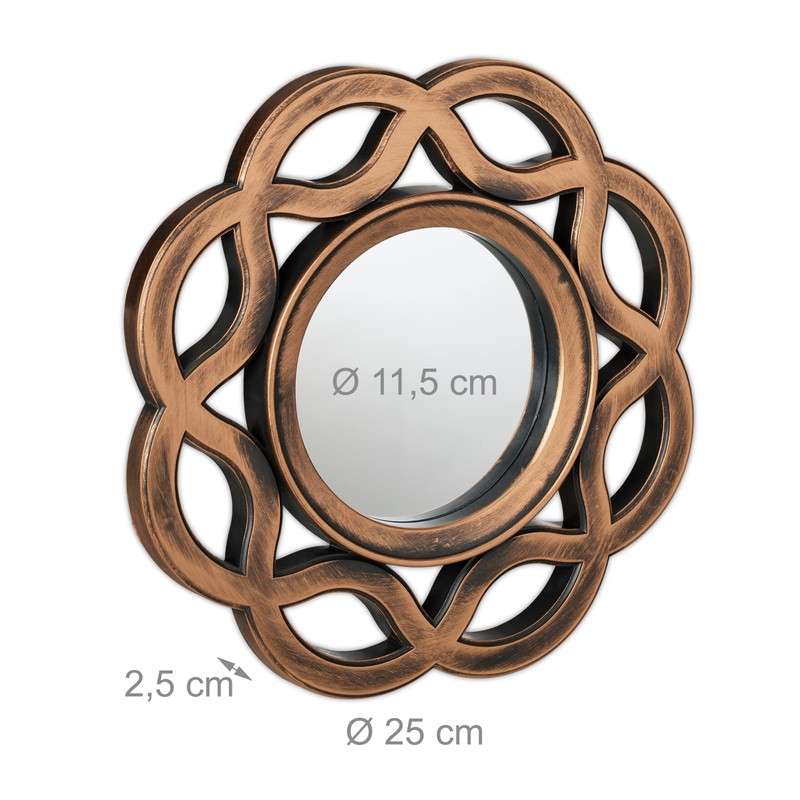 Relaxdays Set of 3 Mirrors, Round, Ø 25 cm, Wall