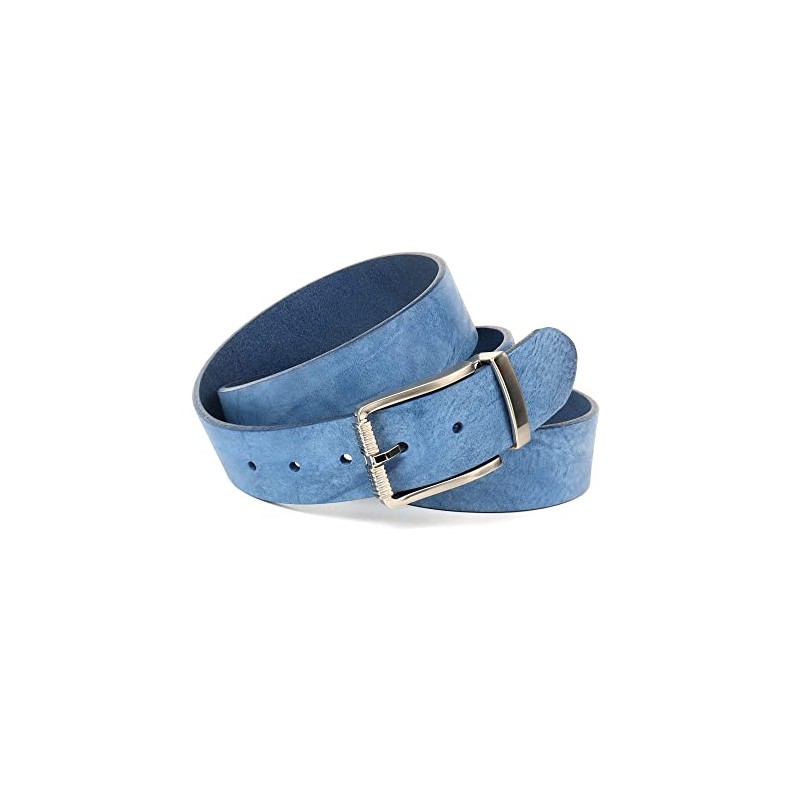 Anthoni Crown Women's Leather Belt, jeans blue