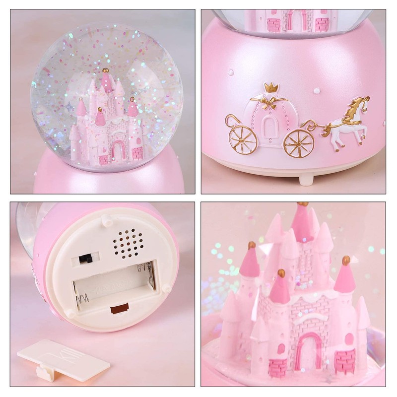 IBLUELOVER Musical Snow Globe Rotating Castle Music Box Illuminated Automatic