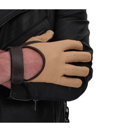 URBAN BUCK Men Leather Gloves Warm Winter Touch Screen Harrison Mustard Genuine Deerskin Driving Glove (XS)