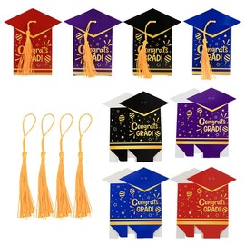 20 Pack Graduation Cap Gift Boxes with Gold Tassels Elegant Candy Favor Boxes in Red Purple Black Blue Unique Table Decorations for Graduation Party High School College Ceremony Keepsake Holders