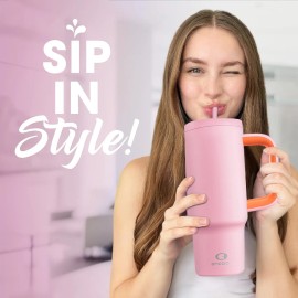 Encool Vaso 40oz Con Asa, Taza De Viaje De Acero Inoxidable
