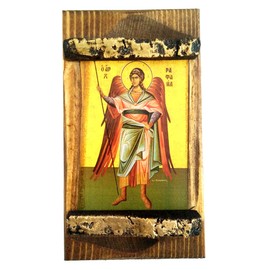 Icona dell'Arcangelo Raffaello/Mp3 in legno greco e cristiano ortodosso Monte Athos