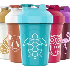 JEELA SPORTS [5 PACK Protein Shaker Bottles for Protein Mixes | Extra Mixing Grid | 20 oz Blender Shaker Cup with Measurement Marks on Side | BPA Free, Leak Proof, Dishwasher Safe