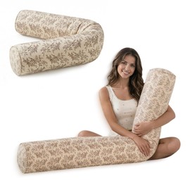 Roseyat 55 Inch Long Body Pillow for Adults – Firm Adjustable Bolster, 100% Cotton Cover Machine Washable & Removable – Support for Side Sleepers (Apricot)