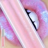 Glitter Lip Gloss, Diamond Shimmer Pink Lipgloss Pearlescent Liquid Lipstick,
