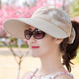 Ladies Large Brim Sun Hat Printing Visor Cap UPF 50+ UV Sun Protection Summer Beach Hat Travel Casual Sunhat Womens Sun Visor Cap for Holiday Beach Swimming Cycling Camping Hiking Trekking Running
