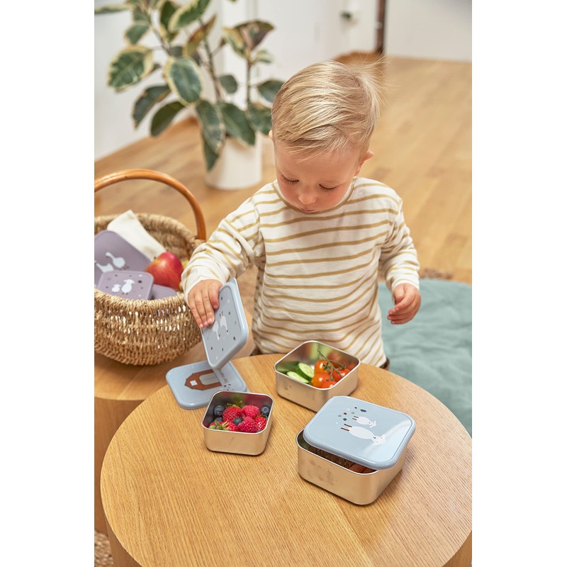 LÄSSIG Snack Box Set of 3 Stainless Steel Tiny Farmer
