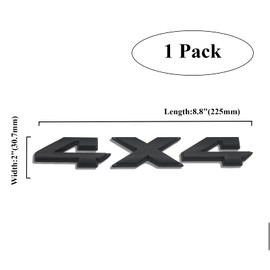 4x4 Emblem Sticker, 8.8 Inch Matt Black Badge Chrome Decal Sticker Replacement, Truck Decals Auto Accessories Compatible with Dodge Ram 1500 2500 3500, Jeep Grand Cherokee Compass Wrangler, Black