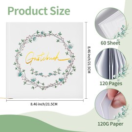 Mr Cozy Wedding Guest Book - Elegant Wedding Guest Book with Photo Wedding Party Guest Book with 120 Blank Pages Pens & 80 + 204 Stickers 21.5 x 21.5 cm Guest Book Photo Album for Weddings Baby Shower
