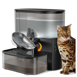 Wireless Cat Water Fountain No Filters, Wastewater Separation, FEELNEEDY Stainless Steel Bowl, 3.5L Pet Water Fountain for Cats & Dogs Dispenser, Black
