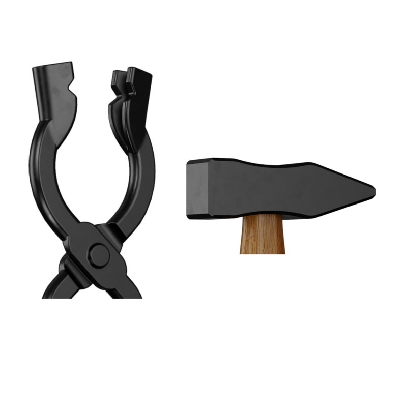 Blacksmith Tongs Set, 17 Inch Carbon Steel Forging Tongs, 2-Piece