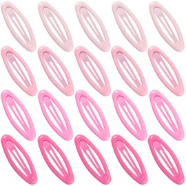 Cptots 20PCS Oval Metal Snap Clips for Women No Slip Small Barrettes for Thin Fine Hair,Pink