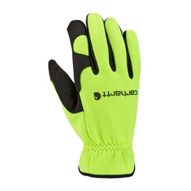 Carhartt Mens High Dexterity Open Cuff Cold Weather Gloves, Hi-Vis Lime Green, Large