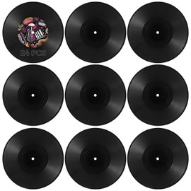 OMISTAR 24 PCS Blank Vinyl Records, 12 Inches DIY Blank Vinyl Record Decor, Vintage Fake Vinyl Record Decorations, Retro Vinyl Record Disc Hip Hop Rock Decor for Home Studio Cafe Restaurant