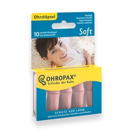 OHROPAX OHROPAX - Soft - Ohrstöpsel - - Wiederverwendbare In-Ohr-Stöpsel aus Schaumstoff gegen schädlichen Lärm - zum Entspannen, Schlafen und Musik hören,(10 Stück) 1er Pack