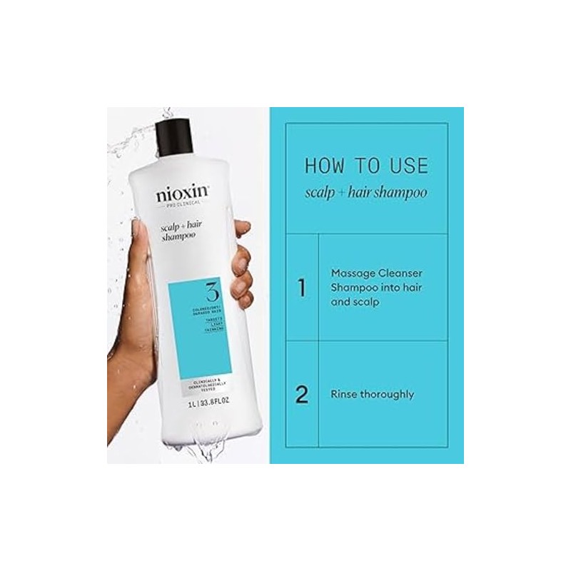 Nioxin Shampoo Sistema #3 Anticaída para el Cuidado de Color