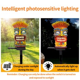 YZYOE LED Solar Wildman Ground Light, Outdoor Atmosphere Decoration Light, Cute Resin Wildman Head Courtyard Landscape lamp.