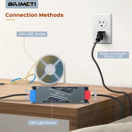 BRIMETI LED Transformer 24V 300W, 12.5A, AC 120V to 24V DC, Constant Voltage, Ultra Slim, Cabinet Lights