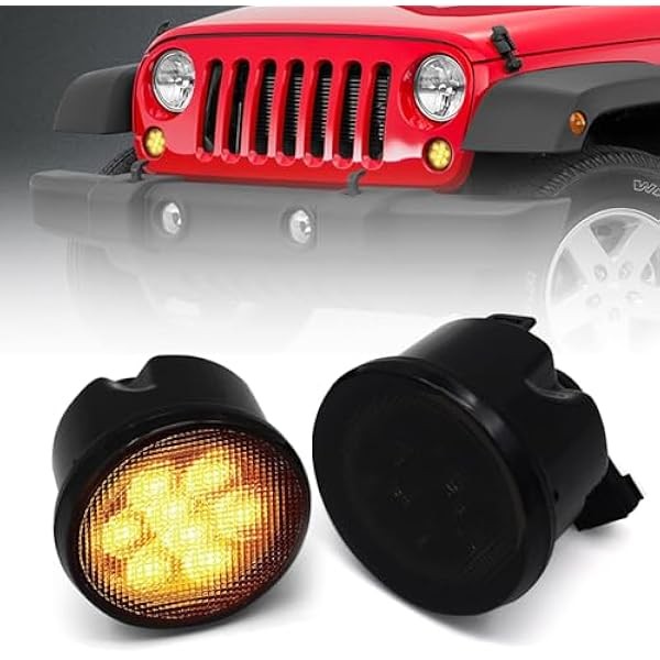 Turn Signal Lights Smoked Lens for Jeep Wrangler 2007-2018 JK