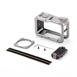 Tilta DJI Osmo Action 5 Pro Cage, Camera Cage Compatible with DJI Osmo Action 3, Action 4, Action 5 Pro Basic Kit Filmmaking Kit with Cold Shoe Receiver, Mounting Baseplate - Titanium Gray TA-T72-A-TG